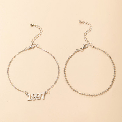 Tocona INS Fashion 1997 Bijuterii cu litere pentru femei New Trendy Argintiu Din aliaj Metal Bijuterii boeme reglabile 2buc/seturi 19744