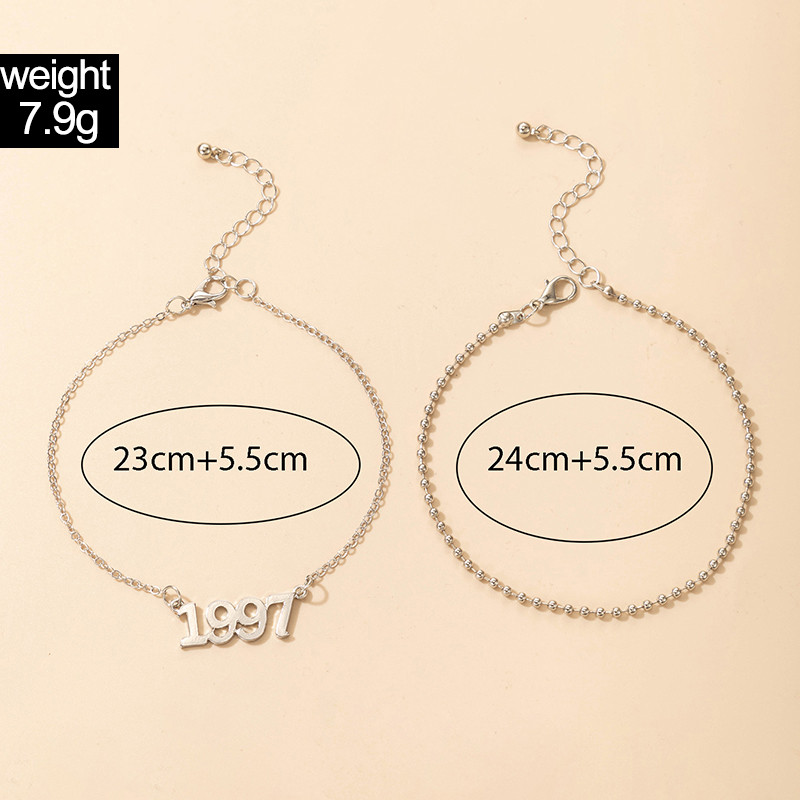Tocona INS Fashion 1997 Bijuterii cu litere pentru femei New Trendy Argintiu Din aliaj Metal Bijuterii boeme reglabile 2buc/seturi 19744