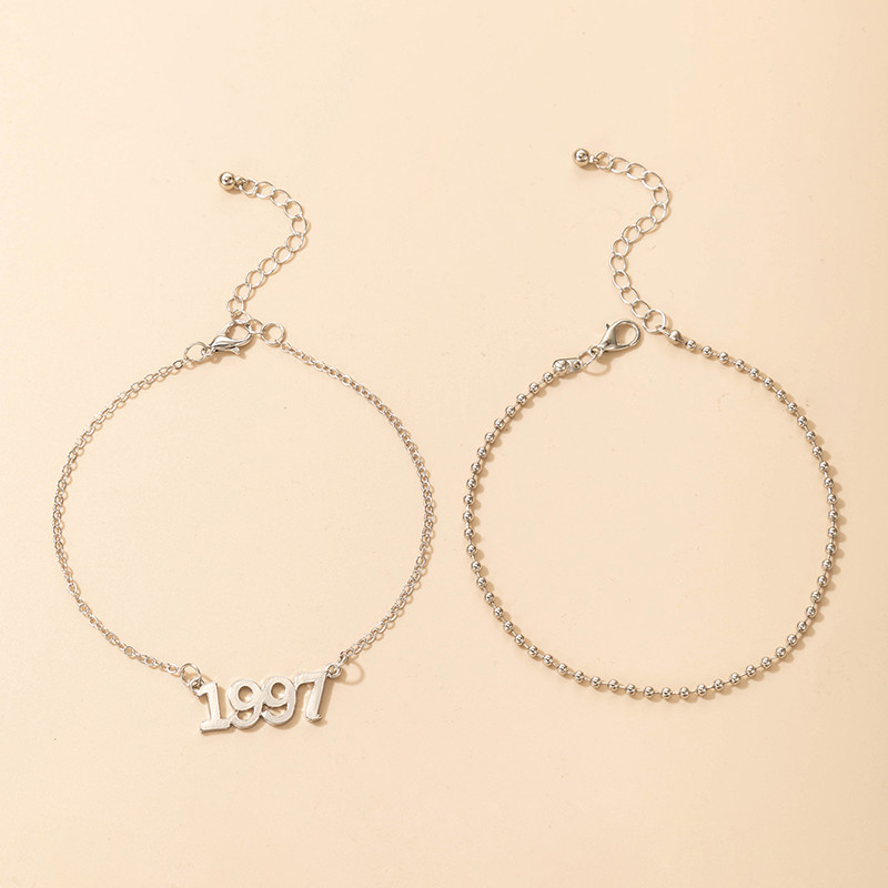 Tocona INS Fashion 1997 Bijuterii cu litere pentru femei New Trendy Argintiu Din aliaj Metal Bijuterii boeme reglabile 2buc/seturi 19744