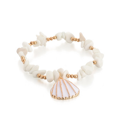 Tocona Vară gleznă din piatră naturală pentru femei Brelocuri coajă din aliaj de mărgele metalice reglabile accesorii de bijuterii boeme 8602