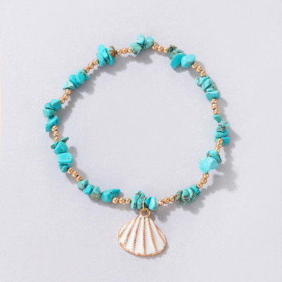 Tocona Vară gleznă din piatră naturală pentru femei Brelocuri coajă din aliaj de mărgele metalice reglabile accesorii de bijuterii boeme 8602