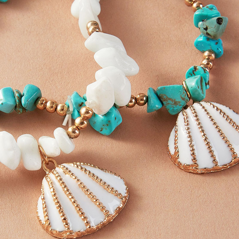 Tocona Vară gleznă din piatră naturală pentru femei Brelocuri coajă din aliaj de mărgele metalice reglabile accesorii de bijuterii boeme 8602