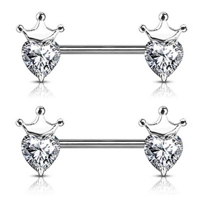 Set de piercing pentru mamelon coroană din oțel inoxidabil Bijuterii pentru mamelon inimă în vrac Lot de inele pentru mamelon de cristal Piercing Pachet de bijuterii pentru corp Pezon