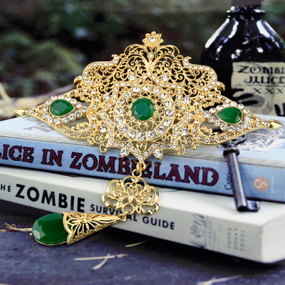 Sunspicems veliki marokanski kaftan broš 18K zlatne boje Alžirski cvijet mladenkin broš Šuplji cvijet Arapski kristalni vjenčani nakit