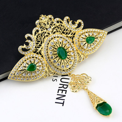 Sunspicems veliki marokanski kaftan broš 18K zlatne boje Alžirski cvijet mladenkin broš Šuplji cvijet Arapski kristalni vjenčani nakit