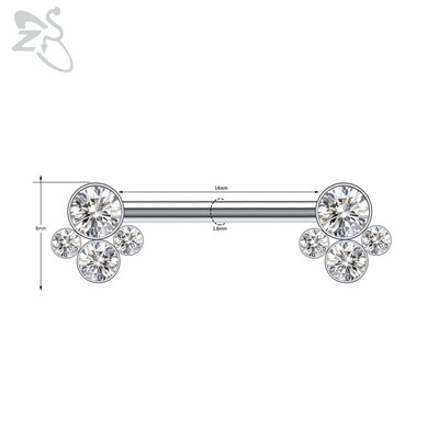 ZS 1 PC Plug-in Style Prsten za bradavice od nehrđajućeg čelika Cvjetno srce CZ Kristalni piercinzi za bradavice za žene Nakit za piercing tijela 14G