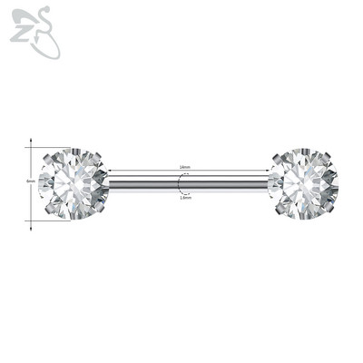 ZS 1 PC Plug-in Style Prsten za bradavice od nehrđajućeg čelika Cvjetno srce CZ Kristalni piercinzi za bradavice za žene Nakit za piercing tijela 14G