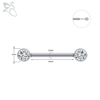 ZS 1 PC Plug-in Style Prsten za bradavice od nehrđajućeg čelika Cvjetno srce CZ Kristalni piercinzi za bradavice za žene Nakit za piercing tijela 14G