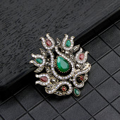 Sunspicems Vintage turcesc femei lalele broșă ace de culoare auriu antic flori rășină bijuterii eșarfă hijab ace cadou de banchet boho