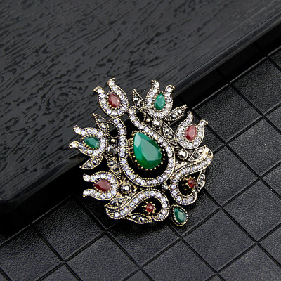 Sunspicems Vintage turcesc femei lalele broșă ace de culoare auriu antic flori rășină bijuterii eșarfă hijab ace cadou de banchet boho