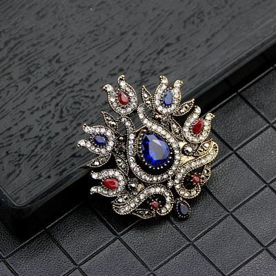 Sunspicems Vintage turcesc femei lalele broșă ace de culoare auriu antic flori rășină bijuterii eșarfă hijab ace cadou de banchet boho