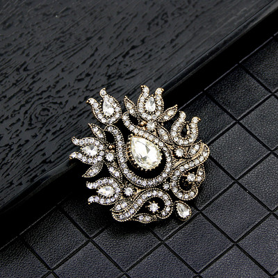 Sunspicems Vintage turcesc femei lalele broșă ace de culoare auriu antic flori rășină bijuterii eșarfă hijab ace cadou de banchet boho