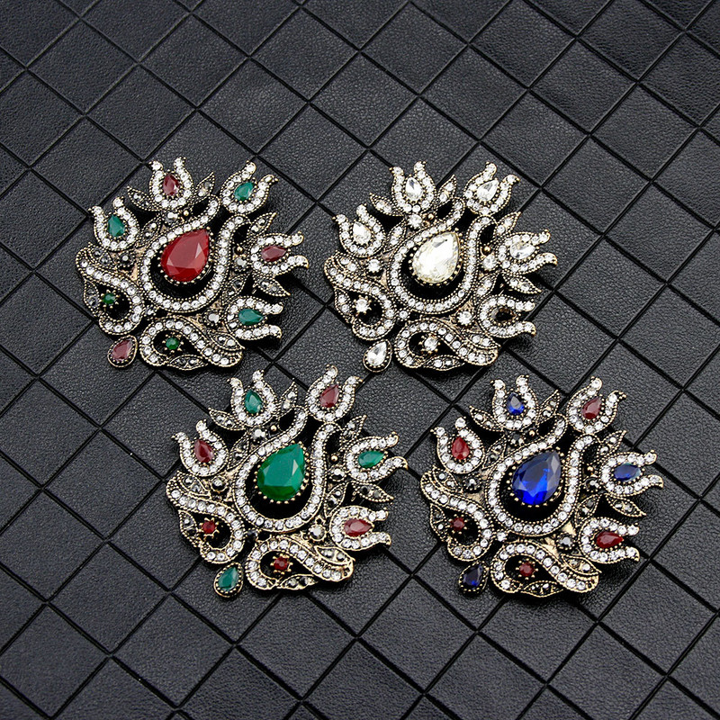 Sunspicems Vintage turcesc femei lalele broșă ace de culoare auriu antic flori rășină bijuterii eșarfă hijab ace cadou de banchet boho