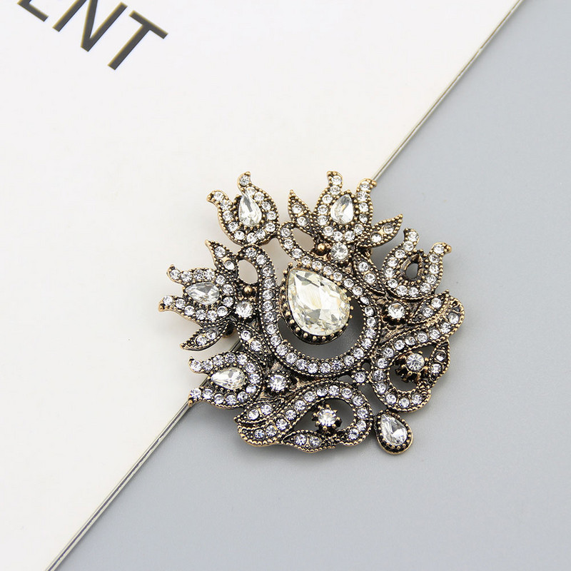 Sunspicems Vintage turcesc femei lalele broșă ace de culoare auriu antic flori rășină bijuterii eșarfă hijab ace cadou de banchet boho