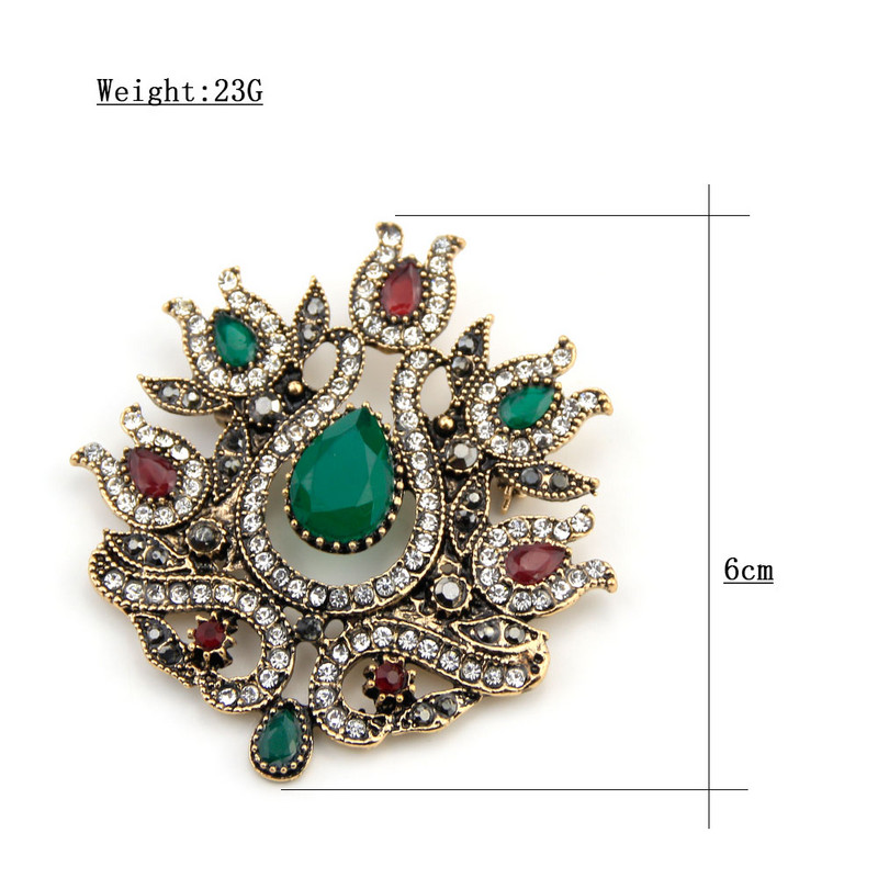 Sunspicems Vintage turcesc femei lalele broșă ace de culoare auriu antic flori rășină bijuterii eșarfă hijab ace cadou de banchet boho