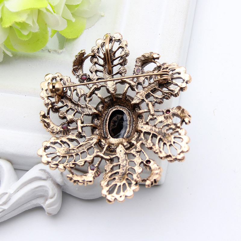 Broșă turcească de epocă pentru femei, culoare aurie antică, broșe cu flori rotunde, broșe, bijuterii etnice, ace de rever pentru hijab