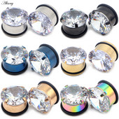 Alisouy 2 buc 5mm-20mm dopuri de ureche simple tunel zircon cercei expansor pentru urechi targă Oreja calibre Piercing bijuterii pentru corp