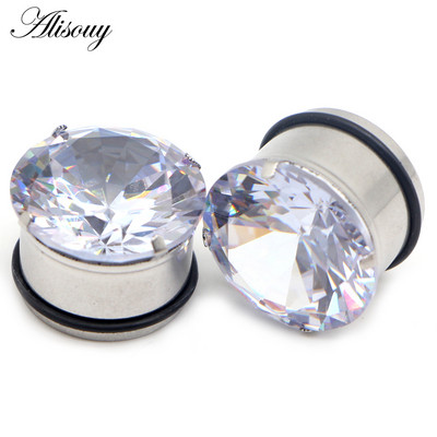Alisouy 2 buc 5mm-20mm dopuri de ureche simple tunel zircon cercei expansor pentru urechi targă Oreja calibre Piercing bijuterii pentru corp