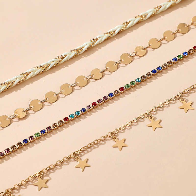 Tocona Clear Rhinesone leveles bokaláncok nőknek Summer Shell Star többrétegű arany színű ostya bohém ékszer kiegészítők