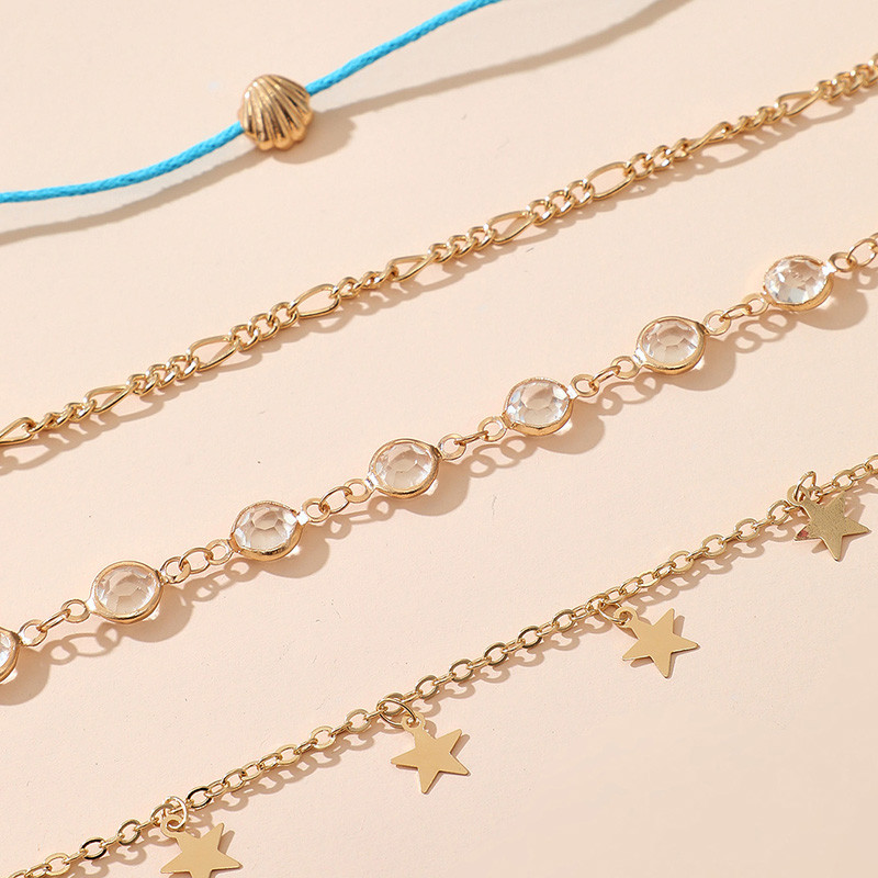 Tocona Clear Rhinesone leveles bokaláncok nőknek Summer Shell Star többrétegű arany színű ostya bohém ékszer kiegészítők