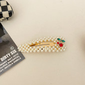 Korejski biser, kristalna ukosnica s pačjim kljunom, kristalna trešnja, ukosnica za žene Ins Slatke kopče sa šiškama Dodaci za kosu za djevojke