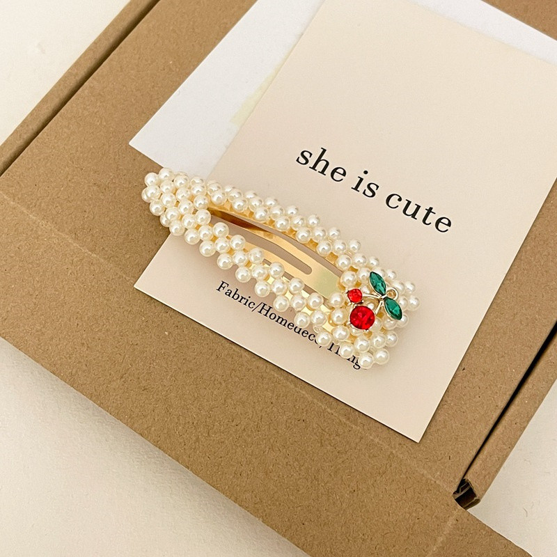 Korejski biser, kristalna ukosnica s pačjim kljunom, kristalna trešnja, ukosnica za žene Ins Slatke kopče sa šiškama Dodaci za kosu za djevojke