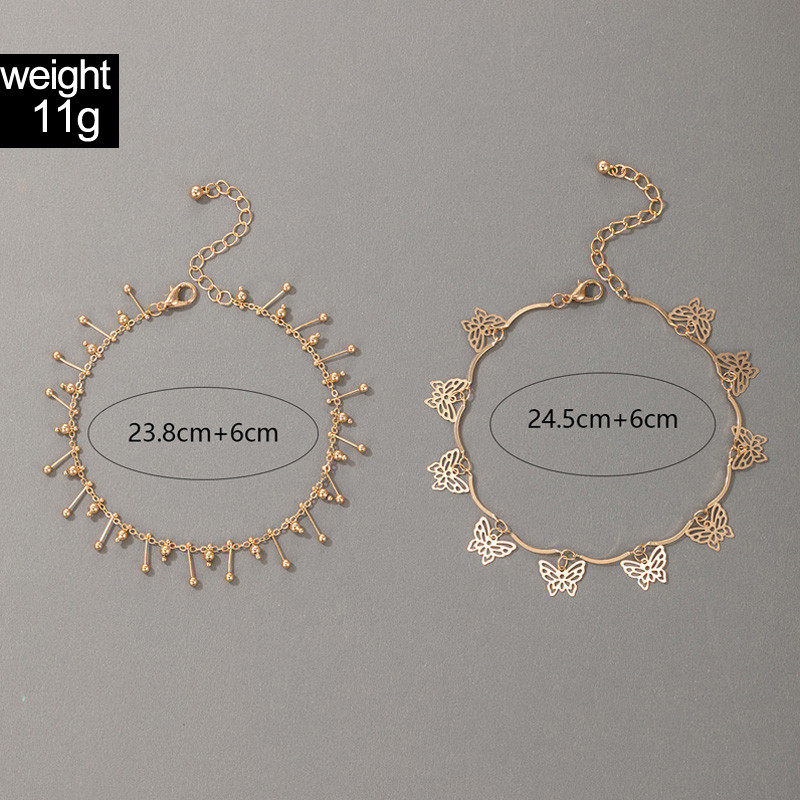 Tocona 2db/szett Pretty Butterfly Anklets New Fashion Alloy Fém Állítható láblánc Női Férfi Nyári Ékszer 18043