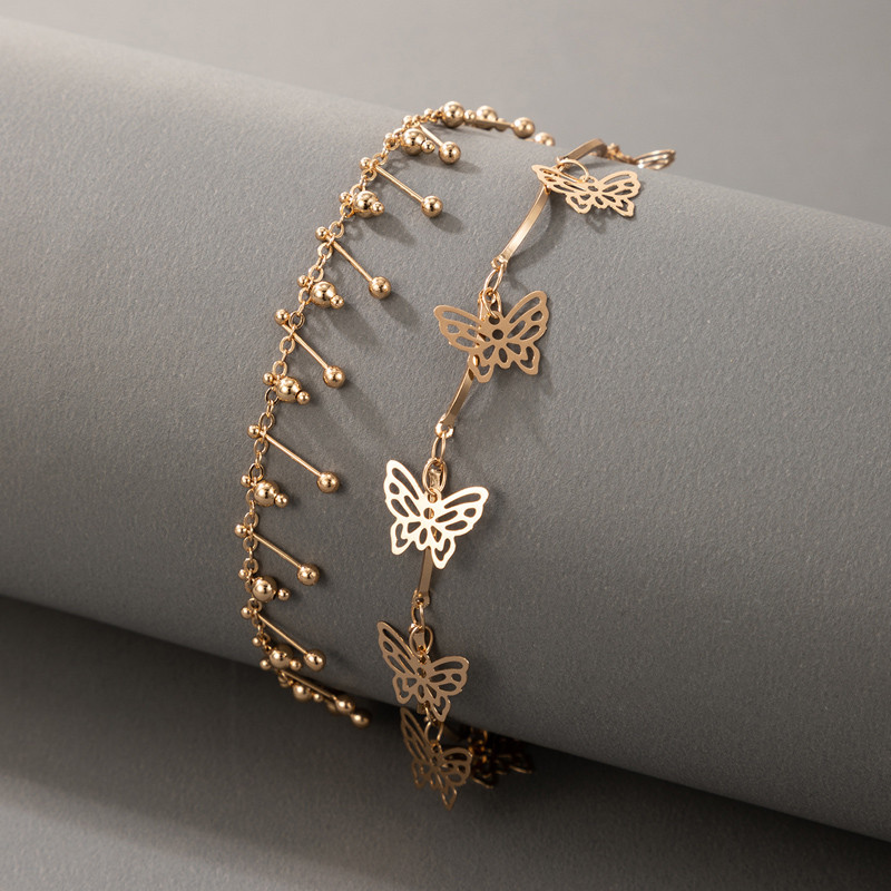 Tocona 2db/szett Pretty Butterfly Anklets New Fashion Alloy Fém Állítható láblánc Női Férfi Nyári Ékszer 18043