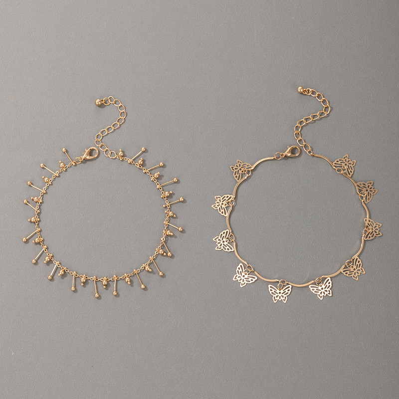 Tocona 2db/szett Pretty Butterfly Anklets New Fashion Alloy Fém Állítható láblánc Női Férfi Nyári Ékszer 18043