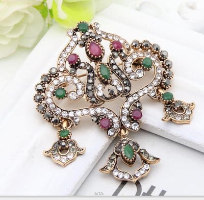 Sunspicems Algeria Maroc Broșă pentru femei de culoare aurie Broșă de nuntă etnică Bijuterii Caftan Hijab Broșe cu flori Corsaj Cadouri