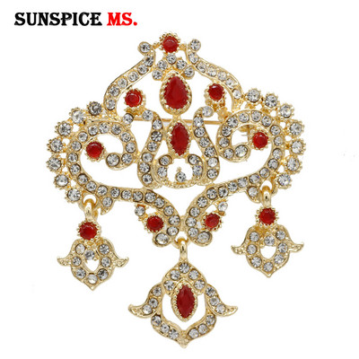 Sunspicems Algeria Maroc Broșă pentru femei de culoare aurie Broșă de nuntă etnică Bijuterii Caftan Hijab Broșe cu flori Corsaj Cadouri