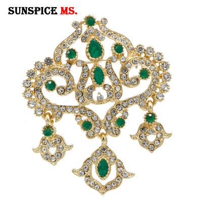 Sunspicems Algeria Maroc Broșă pentru femei de culoare aurie Broșă de nuntă etnică Bijuterii Caftan Hijab Broșe cu flori Corsaj Cadouri