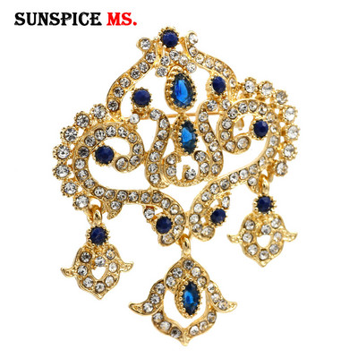 Sunspicems Algeria Maroc Broșă pentru femei de culoare aurie Broșă de nuntă etnică Bijuterii Caftan Hijab Broșe cu flori Corsaj Cadouri
