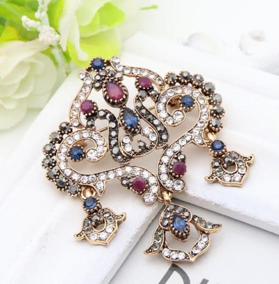 Sunspicems Algeria Maroc Broșă pentru femei de culoare aurie Broșă de nuntă etnică Bijuterii Caftan Hijab Broșe cu flori Corsaj Cadouri