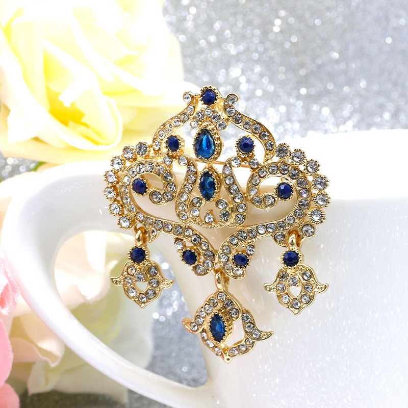 Sunspicems Algeria Maroc Broșă pentru femei de culoare aurie Broșă de nuntă etnică Bijuterii Caftan Hijab Broșe cu flori Corsaj Cadouri