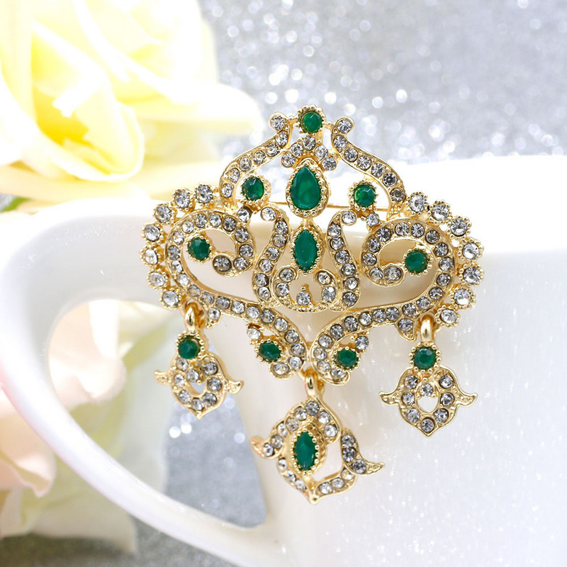 Sunspicems Algeria Maroc Broșă pentru femei de culoare aurie Broșă de nuntă etnică Bijuterii Caftan Hijab Broșe cu flori Corsaj Cadouri