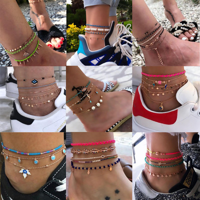 Tocona 15 brățări de gleznă stil pentru femei, vară, ciucuri, țesătură colorată, mărgele, lanț pentru picioare, bijuterii boeme, comerț cu ridicata 2020