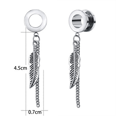 ZS 5-20mm dopuri pentru tunelul urechii din oțel inoxidabil 2 buc. Pandantive cu ciucuri în cruce, expansiune pentru urechi, bijuterii pentru piercing în corp pentru femei