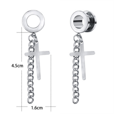 ZS 5-20mm dopuri pentru tunelul urechii din oțel inoxidabil 2 buc. Pandantive cu ciucuri în cruce, expansiune pentru urechi, bijuterii pentru piercing în corp pentru femei