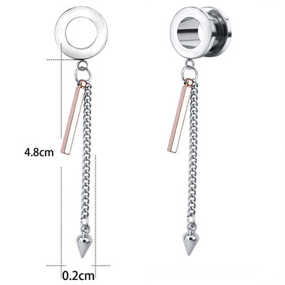 ZS 5-20mm dopuri pentru tunelul urechii din oțel inoxidabil 2 buc. Pandantive cu ciucuri în cruce, expansiune pentru urechi, bijuterii pentru piercing în corp pentru femei