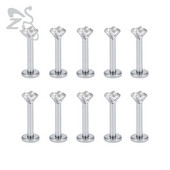 ZS 10 buc/lot rotund CZ Crystal Inel pentru buze din oțel inoxidabil 16g Labret Monore Medusa Piercing Ureche Tragus Helix Piercing 6/8/10/12MM