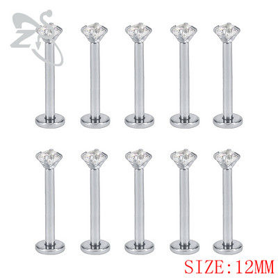 ZS 10 buc/lot rotund CZ Crystal Inel pentru buze din oțel inoxidabil 16g Labret Monore Medusa Piercing Ureche Tragus Helix Piercing 6/8/10/12MM