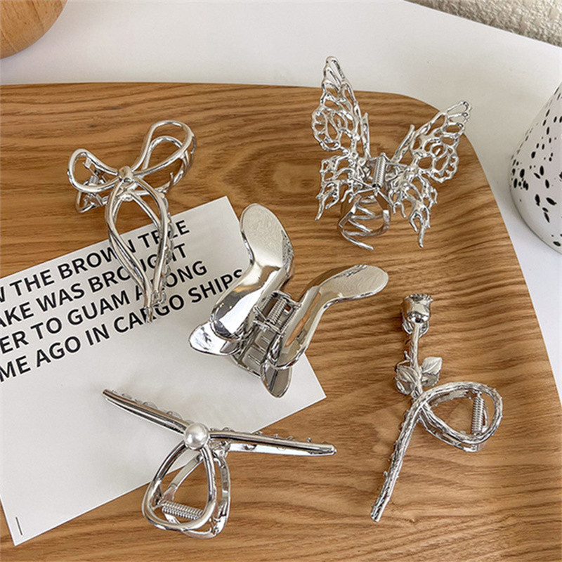 INS din aliaj de argint agrafă de păr crab geometrică agrafă de rechin pentru femei Accesorii de păr minimaliste cadou de petrecere pentru fete