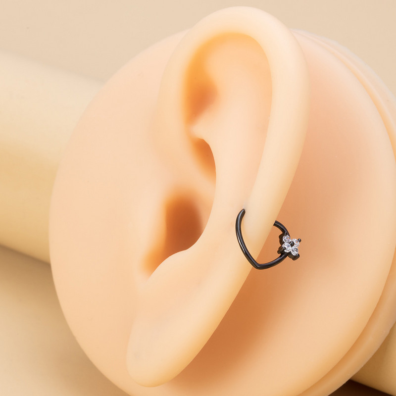 1PC Inimă Luna Alamă Zircon Inel pentru nas Cerc de cupru Daith Tragus Cartilaj Cercei Cercei Septum Piercing Bijuterii pentru femei