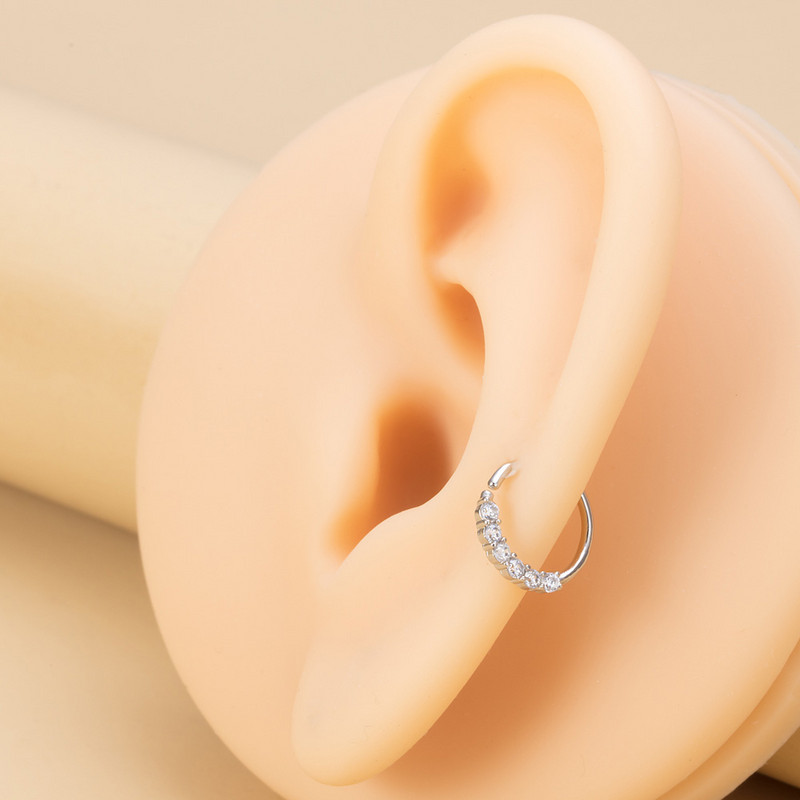 1PC Inimă Luna Alamă Zircon Inel pentru nas Cerc de cupru Daith Tragus Cartilaj Cercei Cercei Septum Piercing Bijuterii pentru femei