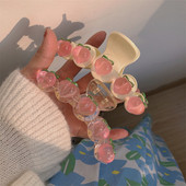 FFLACELL fete drăguț transparent roz piersic gheare de păr crab agrafă rășină accesorii de păr pentru femei