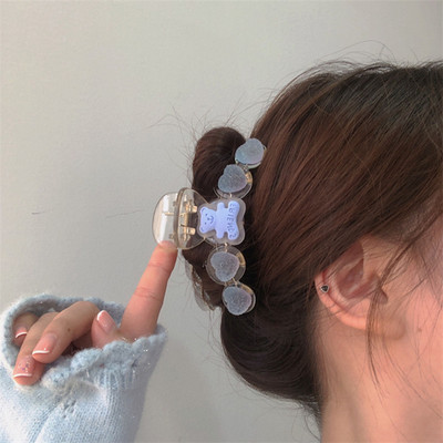 FFLACELL fete drăguț transparent roz piersic gheare de păr crab agrafă rășină accesorii de păr pentru femei