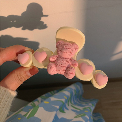 FFLACELL fete drăguț transparent roz piersic gheare de păr crab agrafă rășină accesorii de păr pentru femei