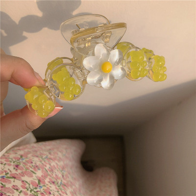 FFLACELL fete drăguț transparent roz piersic gheare de păr crab agrafă rășină accesorii de păr pentru femei