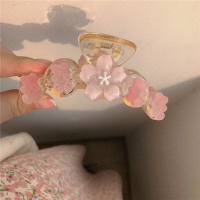 FFLACELL fete drăguț transparent roz piersic gheare de păr crab agrafă rășină accesorii de păr pentru femei